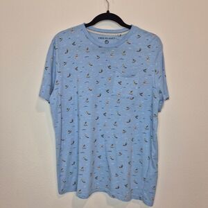Free Planet Blue Surfer Beach T Shirt Pocket Tee Preppy Beach Normore Blue Sz L